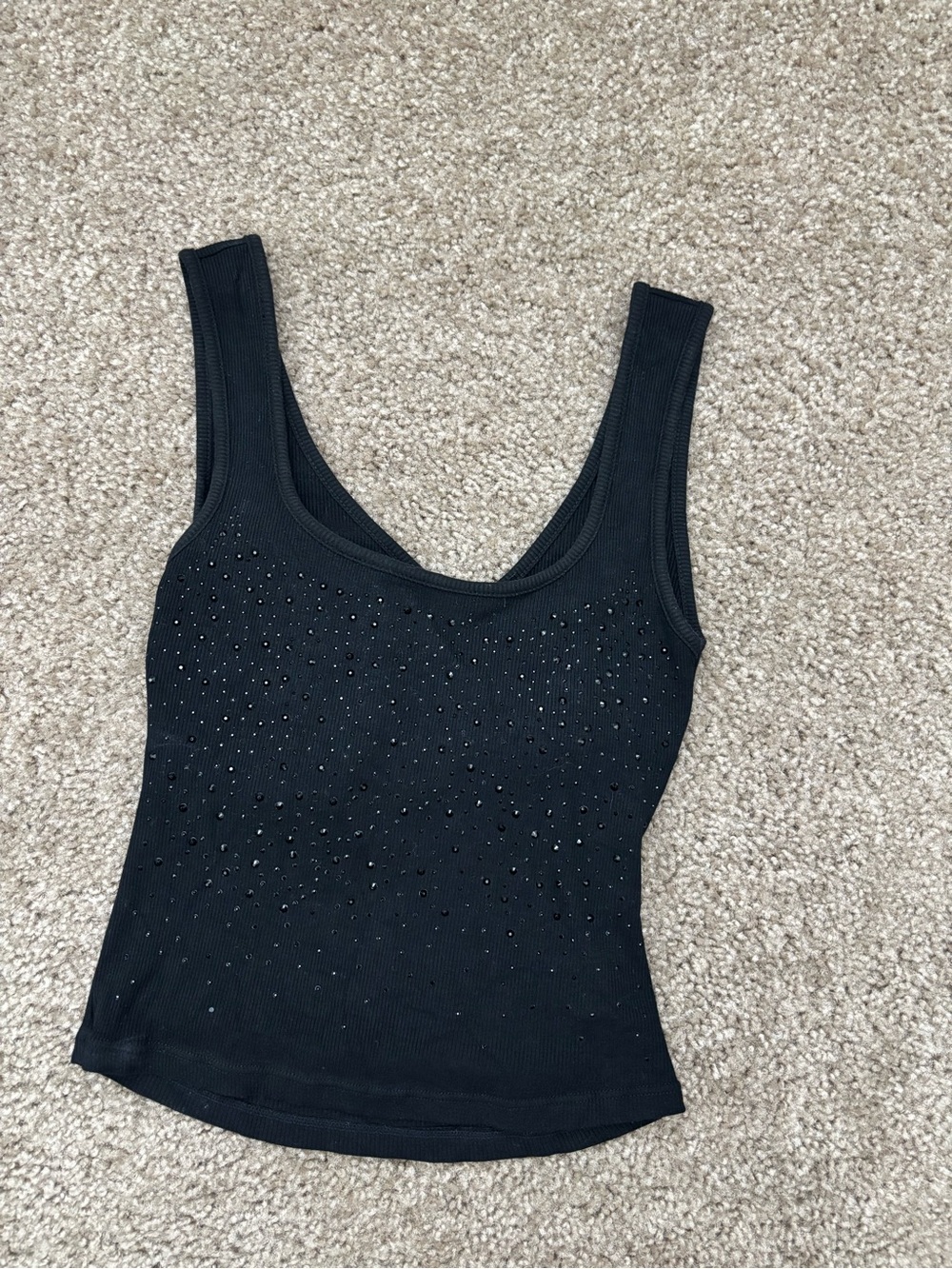 Black Crystal-Embellished Ribbed Tank Top - Women